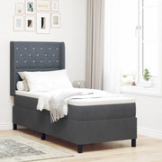 Letto a molle con materasso Grigio scuro 80 x 200 cm Velluto