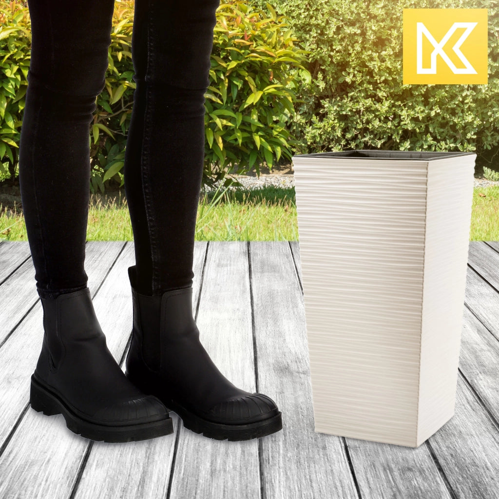 Vaso da fiori KADAX con inserto e coprivaso, alto, color crema, 19x36 cm