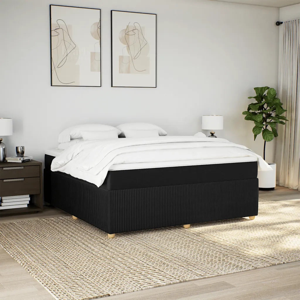 Giroletto a Molle con Materasso Nero 180x200 cm in Tessuto