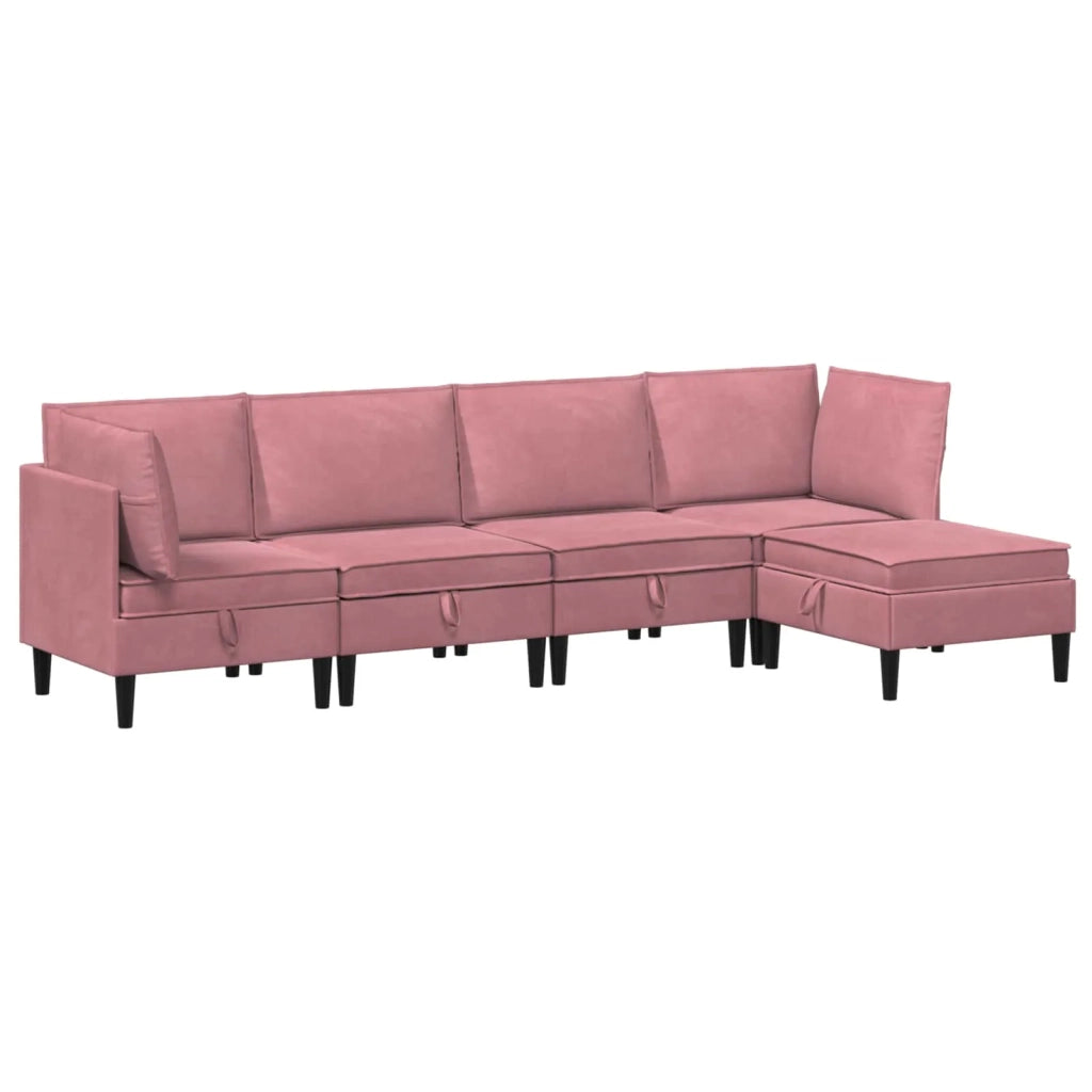 Set di mobili per il soggiorno con cuscino 5 pcs Rosa Velluto
