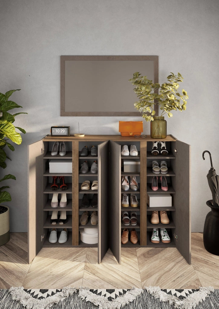 Madia Nebbiuno, Credenza 10 Ripiani, 140x35x111h cm Marrone Bronzo