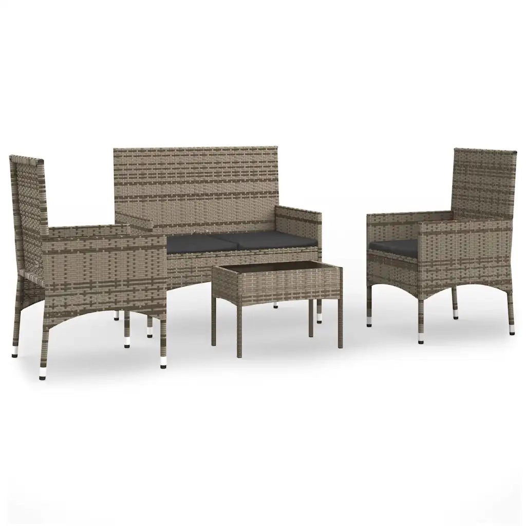 Set Divani da Giardino 4 pz con Cuscini in Polyrattan Grigiocod mxl 71426