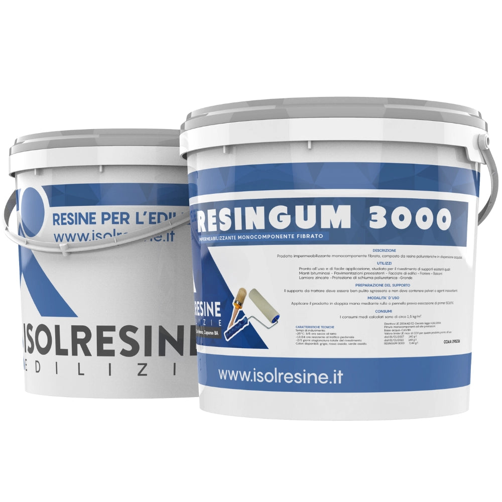 Resingum 3000 bianca impermeabilizzante fibrato per rivestimenti *** formato 15 kg, confezione 1