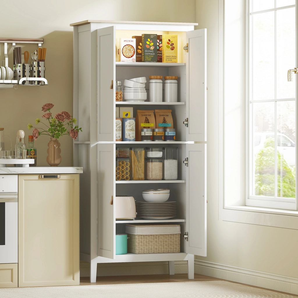 Credenza Cucina con Luce LED ¨C zephmum ¨C Bianco 177 cm