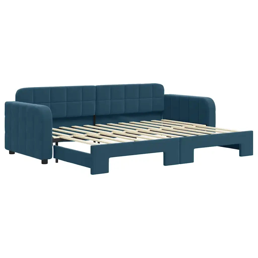 Divano Letto con Letto Estraibile Blu 80x200 cm in Velluto 3196921
