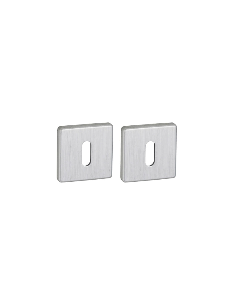 Coppia di rosette quadrate 50 x 50 mm con foro chiave, cromo satinato – THIRARD