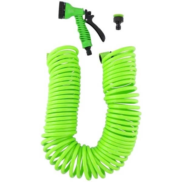 Tubo Estensibile Giardino 15mt con Pistola Irrigazione 4 Getti Terrazzo Piante Fiori