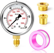 Manometro Liquido - 0-250 Bar/0-3500 PSI - 2,5 Pollici Vetrata - Acciaio Inossidabile - Bussole a 6 Facce in Rame - Monitoraggio della Pressione Preciso - Manometro a Liquido