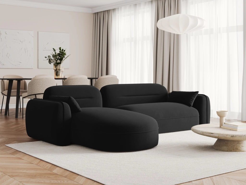 Cosmopolitan Design - Divano angolare modulare sinistro "Sydney" 4 posti in velluto nero 