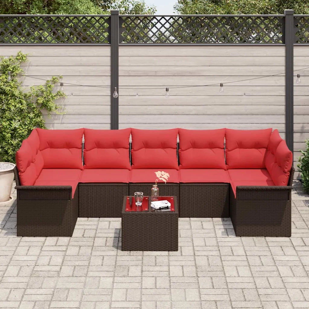 Set Divano da Giardino 8 pcs Marrone polyrattan