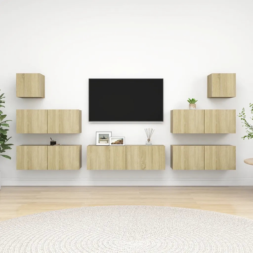 Set di Mobili Porta TV 7 pz Rovere Sonoma in Legno Multistrato 3079028