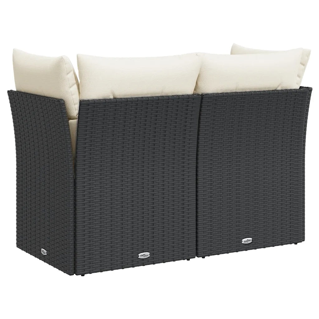 Divano da Giardino con Cuscini a 2 Posti-Sofa da Giardino-Divano da esterno Nero in Polyrattan 515387