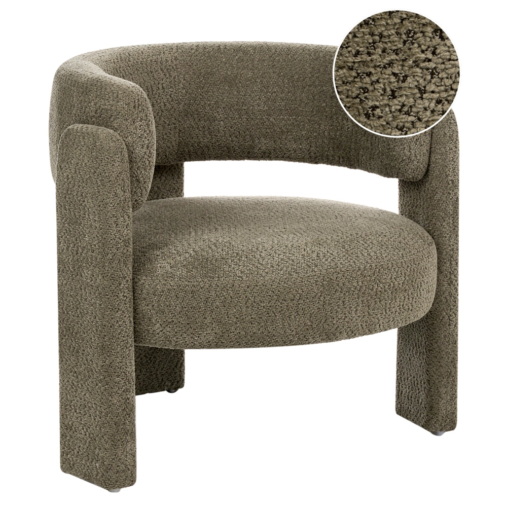 Poltrona imbottita in ciniglia con schienale curvo seduta moderna in stile scandinavo verde scuro