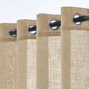 Set di tende da 2 pezzi - Semi-trasparente - Con anelli - 140x215 cm - Beige - Adatto per soggiorno/camera da letto - Decorazione per finestre