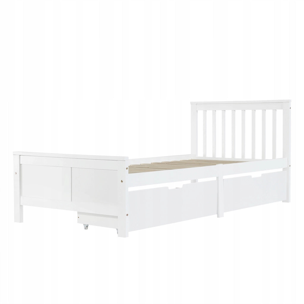 Letto singolo in legno con cassetti - Xylo - 90x200 - Bianco