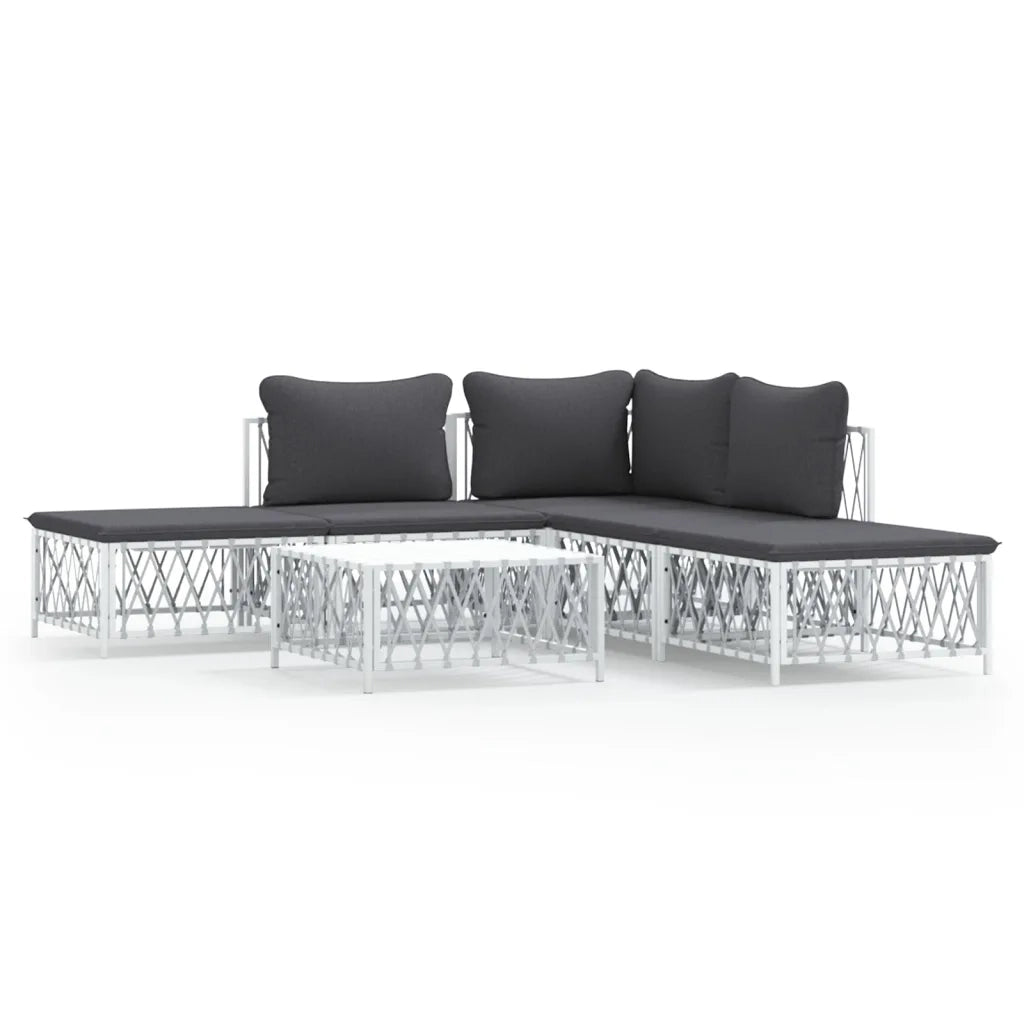 Set Salotto da Giardino 6 pz con Cuscini in Acciaio Biancocod mxl 76600