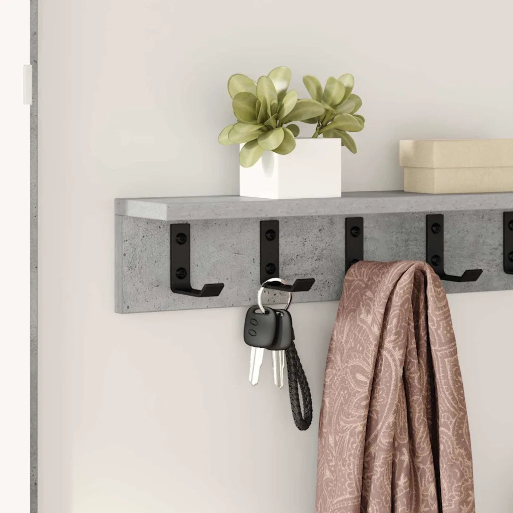 Appendiabiti a muro Grigio cemento 60 x 10,5 x 10,5 cm 874358