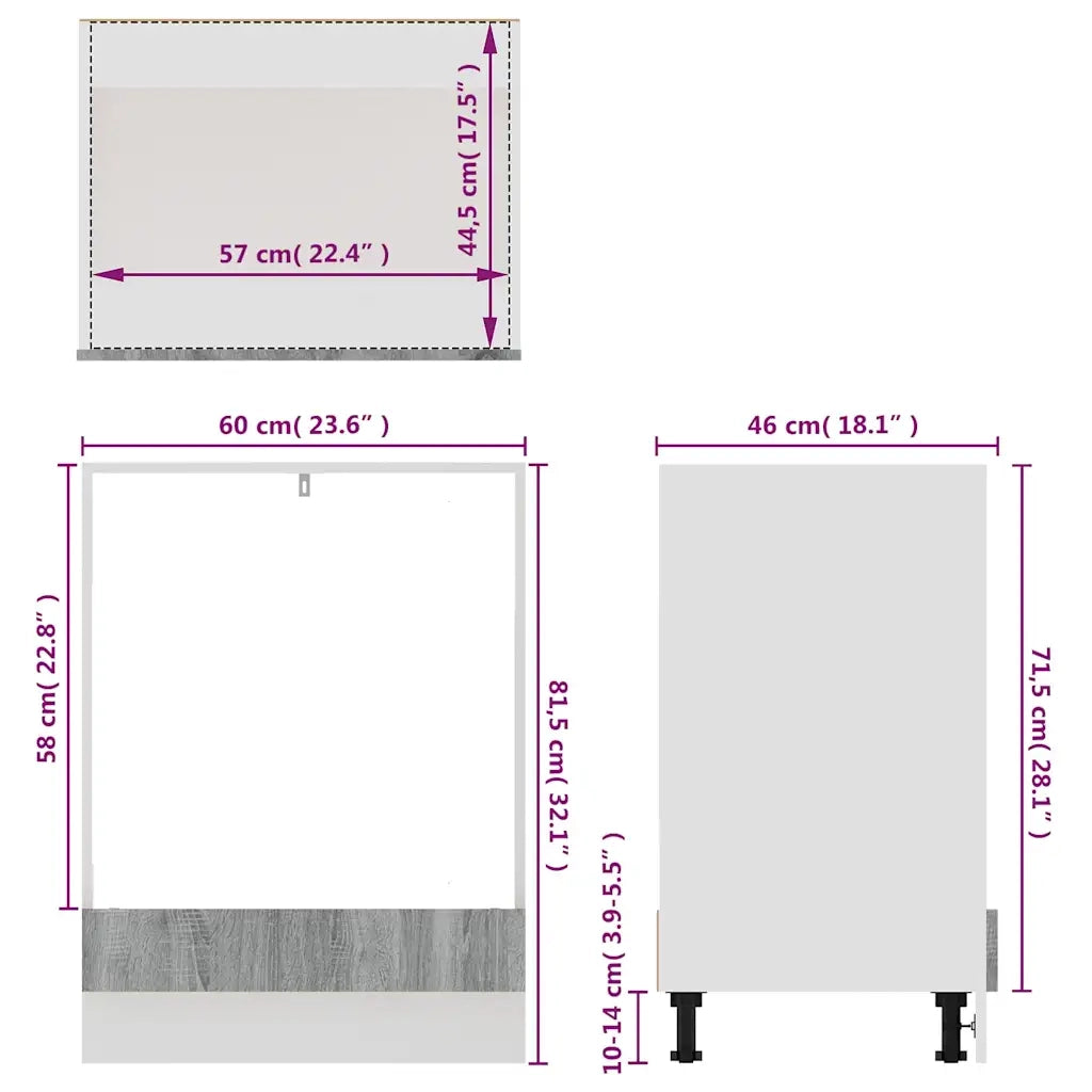Mobile da Forno “Riga” Grigio Sonoma 60x46x81,5 cm 825835