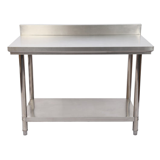 Tavolo da lavoro in acciaio inox 100 x 60 x 85 cm con alzatina e ripiano inferiore
