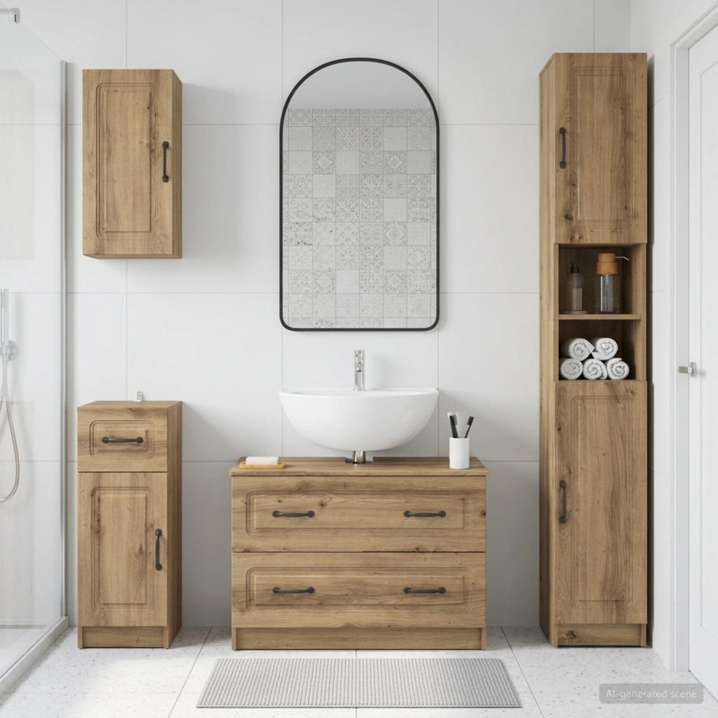 Set di Mobili da Bagno da 4 Pezzi UTRECHT Rovere Artigianale 3417980
