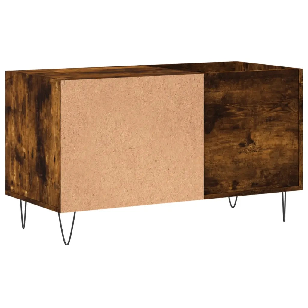 Mobile porta dischi classico con ampio spazio contenitivo 85 x 38 x 48 cm realizzato in legno composito finitura rovere affumicato 02_0049112