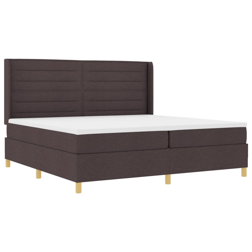Letto a Rete con Materasso e LED Marrone Scuro 200x200 cm Tessuto