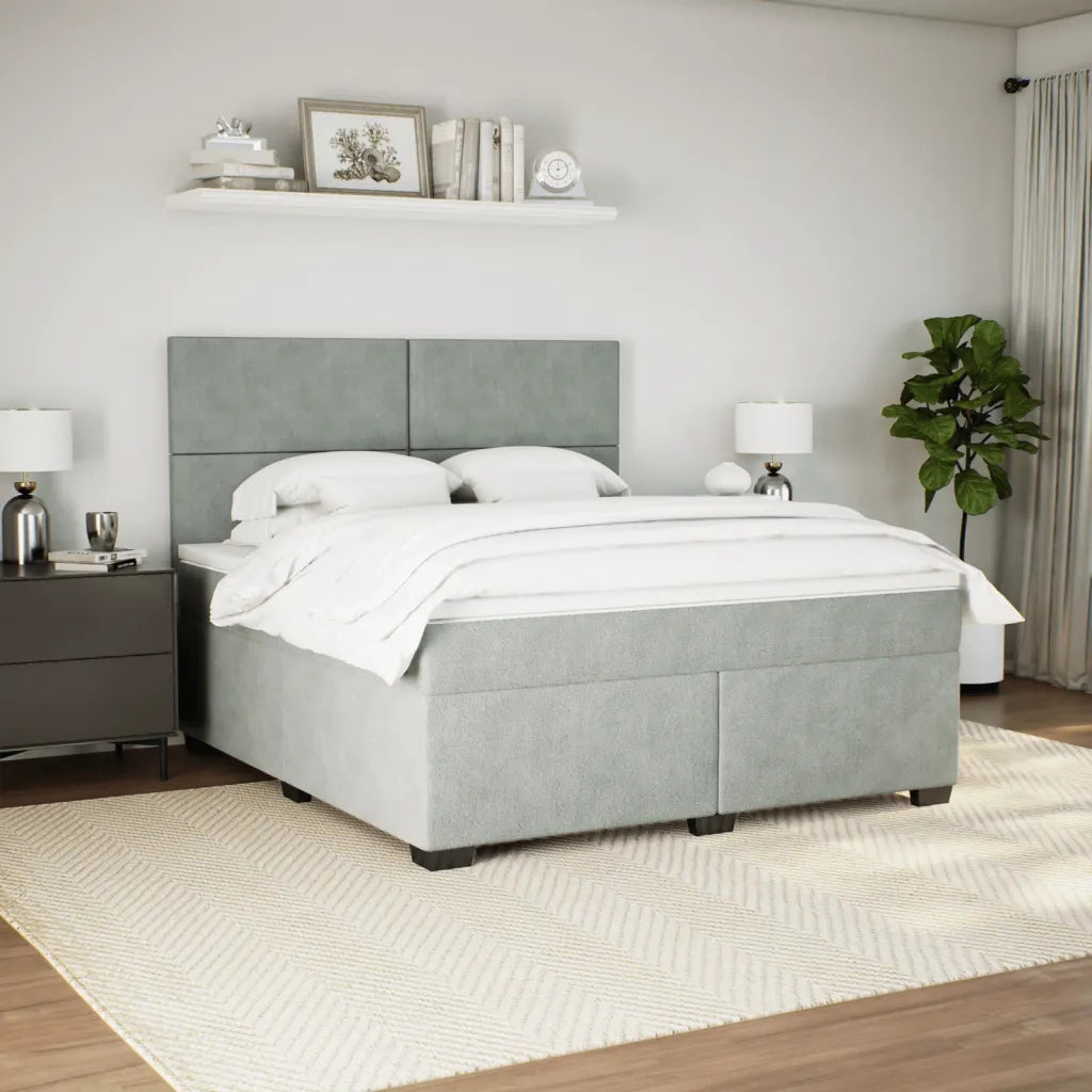 Giroletto a Molle con Materasso Grigio Chiaro 180x200cm Velluto 3293272