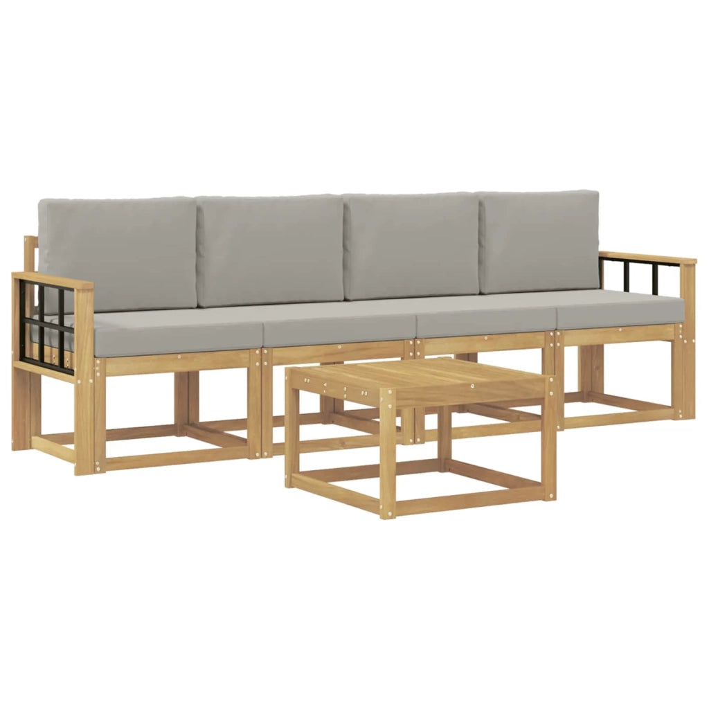 Set di divani da esterno 5 pcs Bianco e Grigio Chiaro 3387220
