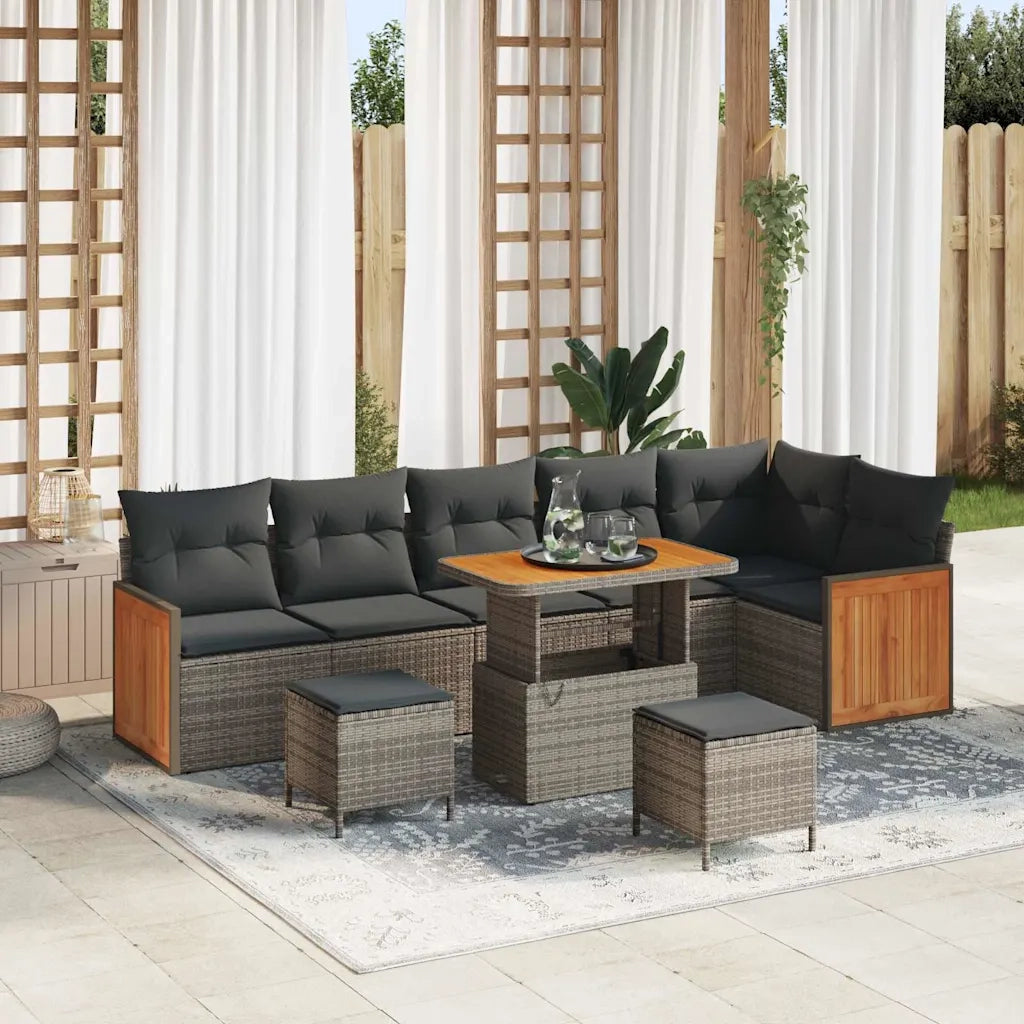 Set Divano da Giardino con cuscino 11 pcs Grigio polyrattan 3365278