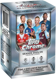 Topps Chrome® Concorsi UEFA Club 2025-26 - Value Box (contiene 7 confezioni per scatola, 4 carte per confezione),