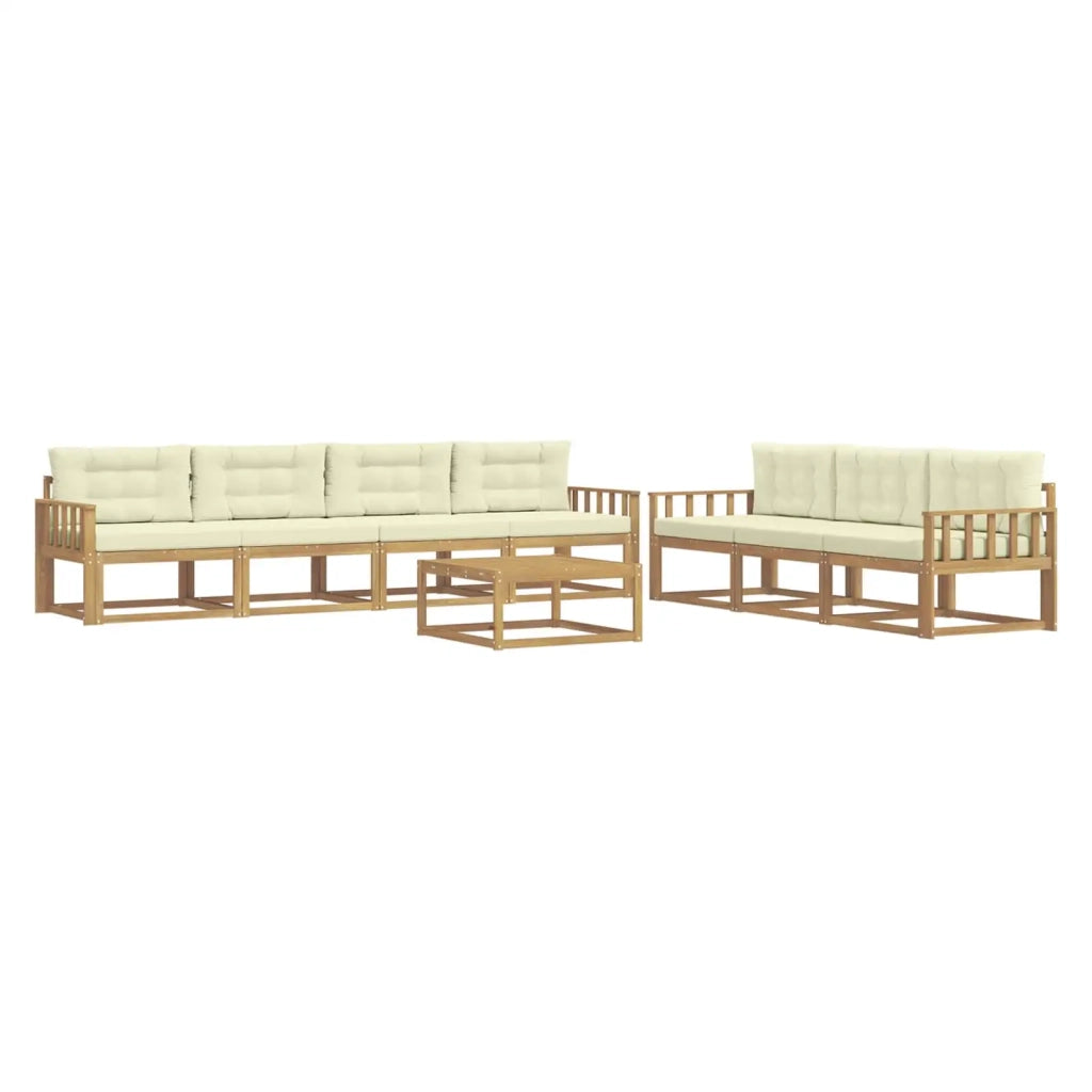 Set di divani da esterno con cuscino 7 pcs Bianco e Crema