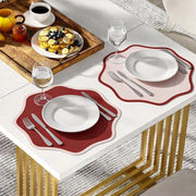 Hati, Tovaglietta Americana set da 2, Bordo Ondulato, Coppia Bicolore Made in Italy, 40x40 cm Rosso