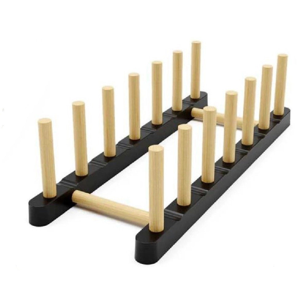 Trade Shop - Portapiatti In Legno 11x28x9cm Organizzatore Supporto Porta Piatto Cucina 838293 -