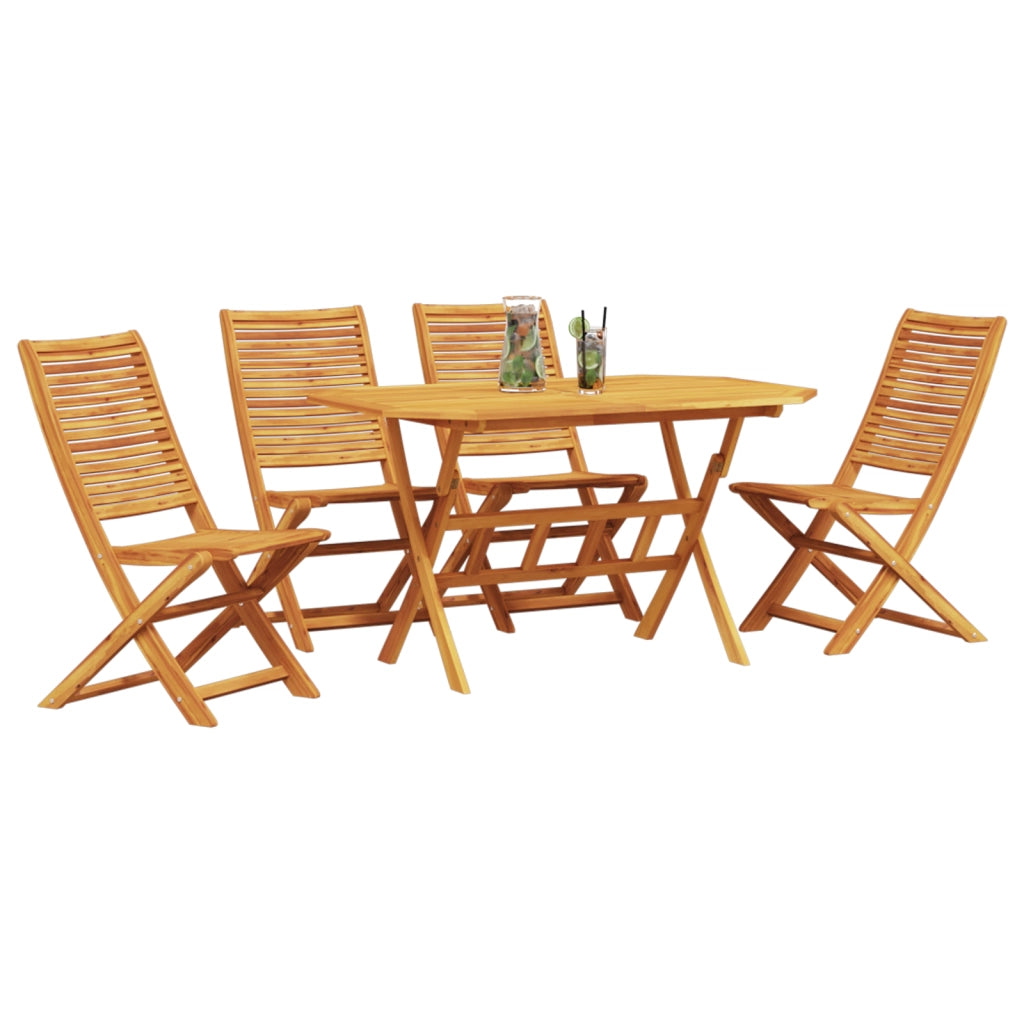 Set da pranzo da giardino 5 pezzi in legno massiccio di acacia