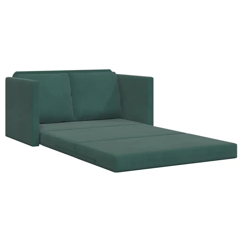 Divano Letto da Terra 2 in 1 Verde Scuro 122x204x55 cm Velluto 353961