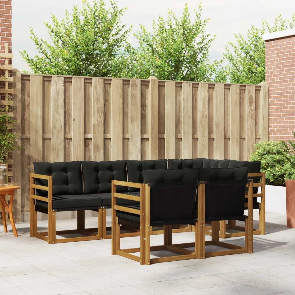 Set di divani da esterno con cuscino 7 pcs Naturale e Nero 3368751