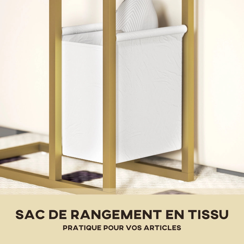 Tavolino da caff¨¨ con piano in vetro temperato e stazione di ricarica ¨C zephmum ¨C 46x25x62,5 cm bianco