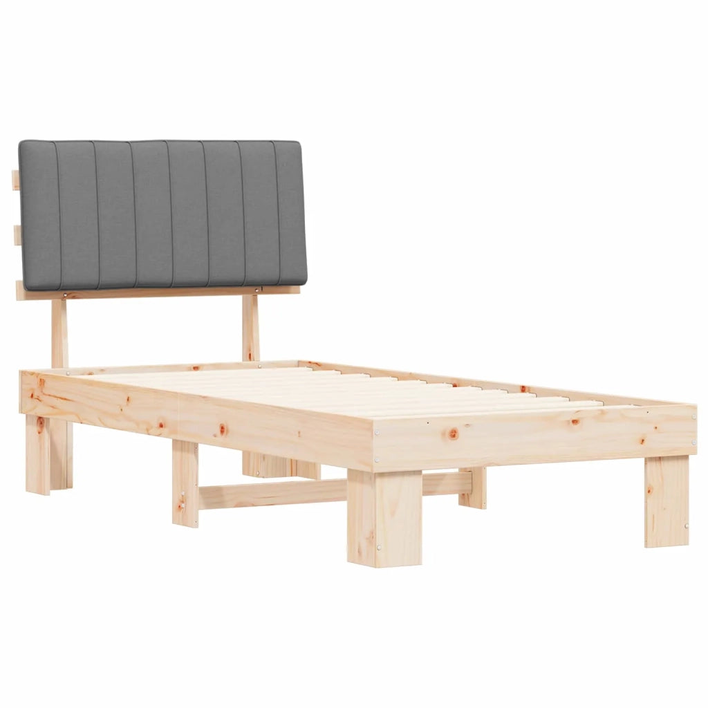 Letto con Testiera Rivestita Grigio chiaro 90 x 190 cm