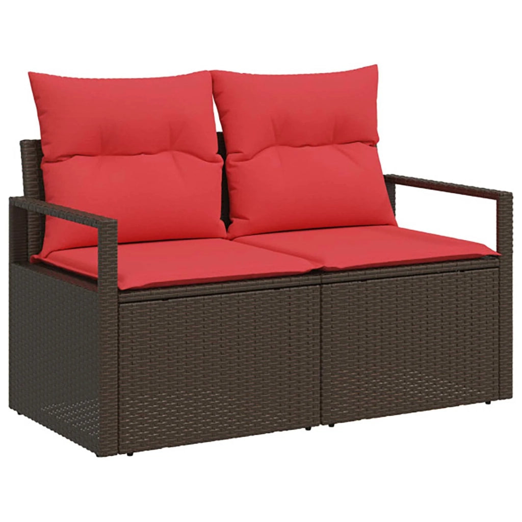 Set di divani 8 pz Marrone e Rosso Rattan sintetico e Acciaio 3448165