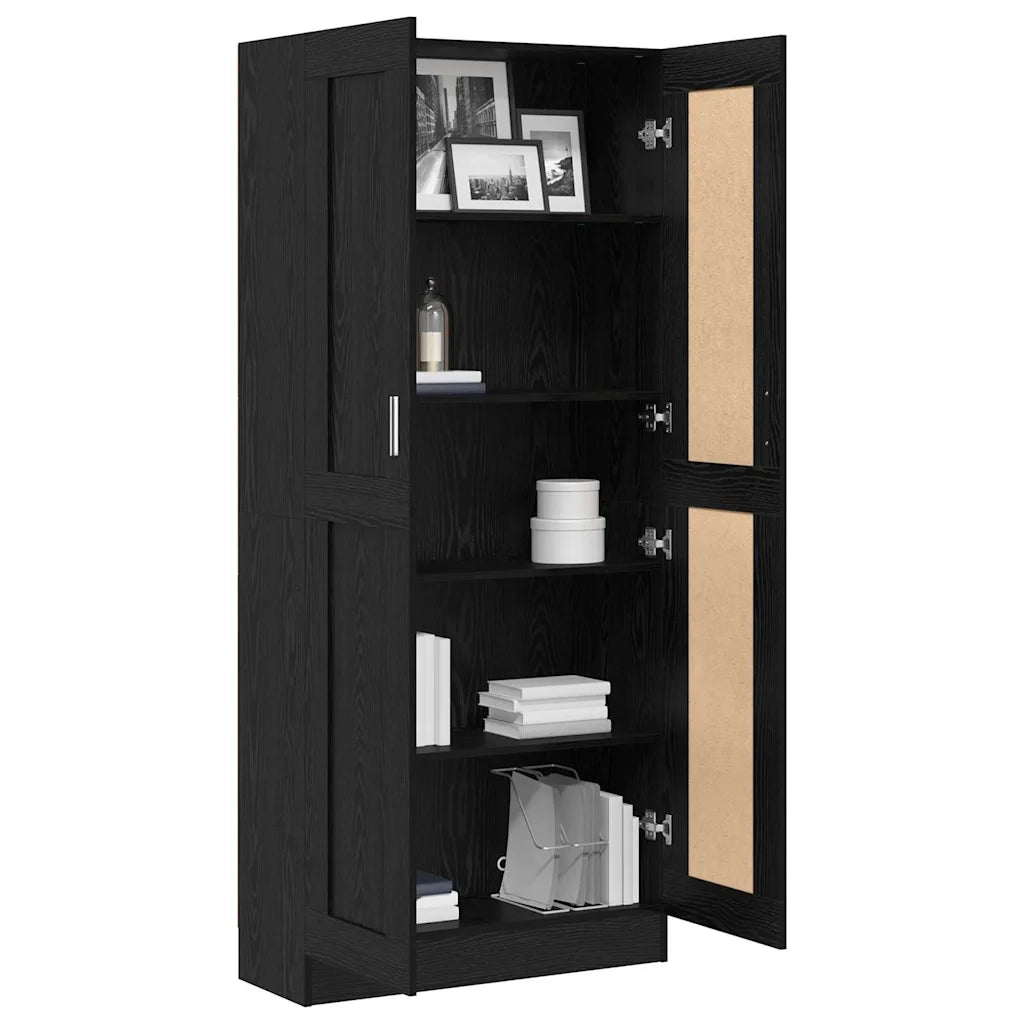 Armadio per Libri Rovere Nero 82,5 x 30,5 x 185 cm