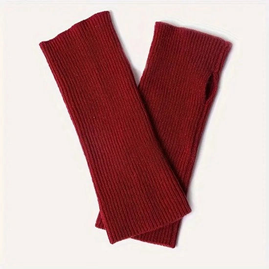 Maniche da neve e da inverno con dita semicurve per donne, morbide, versatile, calde, maniche senza dita per studentesse, guanti a maglia con dita semicurve e protezioni per il polso lungo