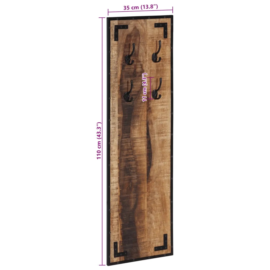 Appendiabiti 35x8x110 cm in Legno Massello Grezzo di Mango CFW3236579