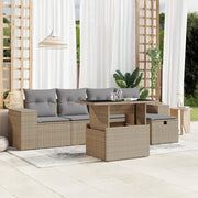 Set Divano da Giardino 6 pz con Cuscini Beige in Polyrattan 3275289