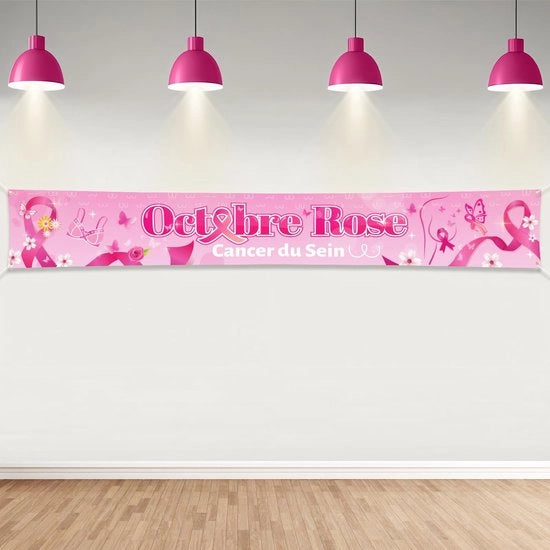 Banniera da Decorazione 270x40 cm - Decorazione - Bandiera - Attività Educativa - Sensibilizzazione - Rosa - Ottobre