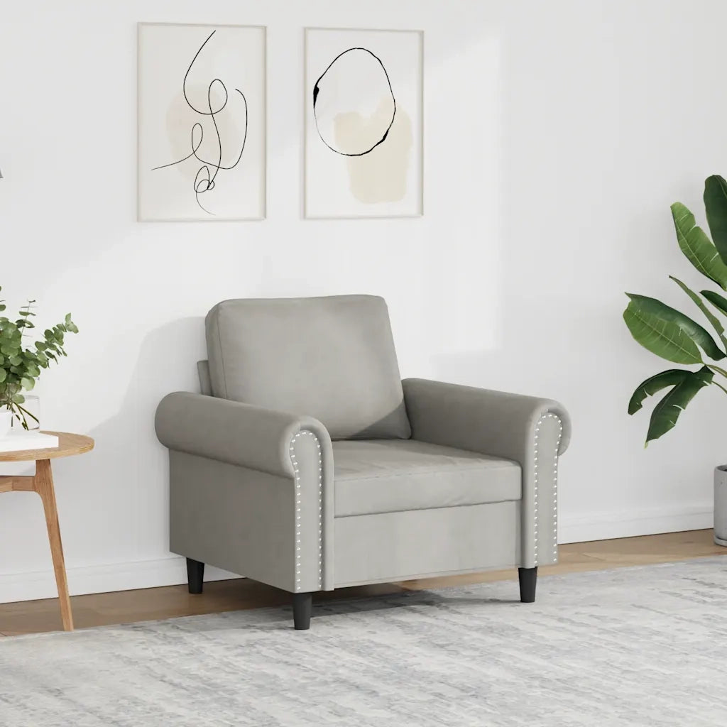 Poltrona-Divano Sedia Grigio Chiaro 60 cm Velluto 960457