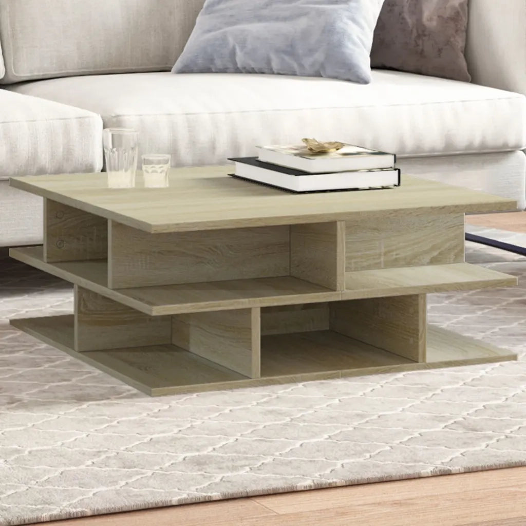 Tavolino da Salotto-Tavolino da soggiorno-Tavolo Rovere Sonoma 70x70x29 cm Legno Multistrato