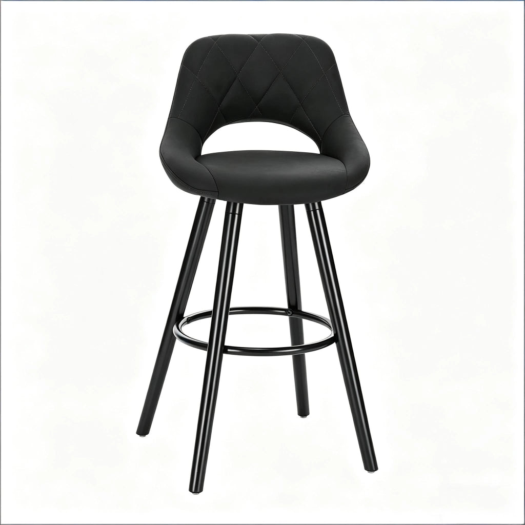 Sgabello bar con schienale, gambe in legno massello, colore antracite