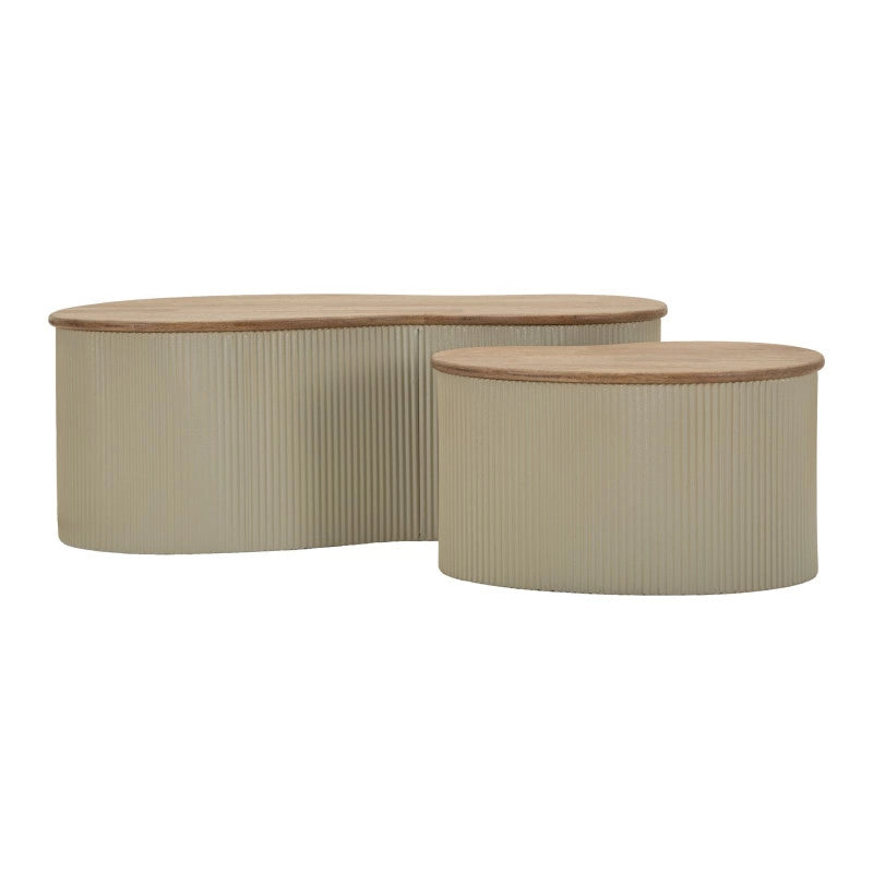 Tavolini Da Caffe' Frankfurt Coppia Bianchi cm 87x53x32-50x35x28