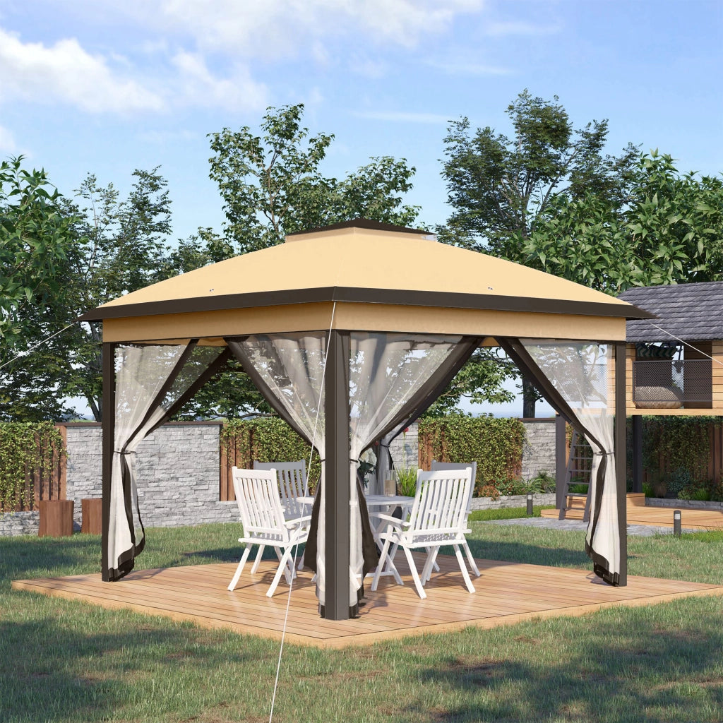Gazebo Pieghevole 3.3x3.3 m con Zanzariera ¨C zephmum ¨C Beige
