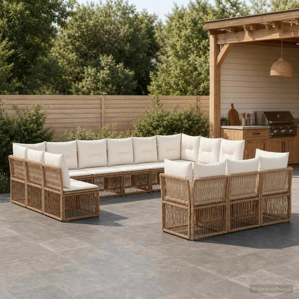 Set Divano da Giardino 13 pz Beige polyrattan 3434406